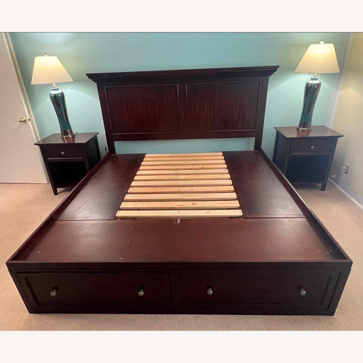 HOM Furn Mahogany Spencer Queen Bed W Storage - image-1