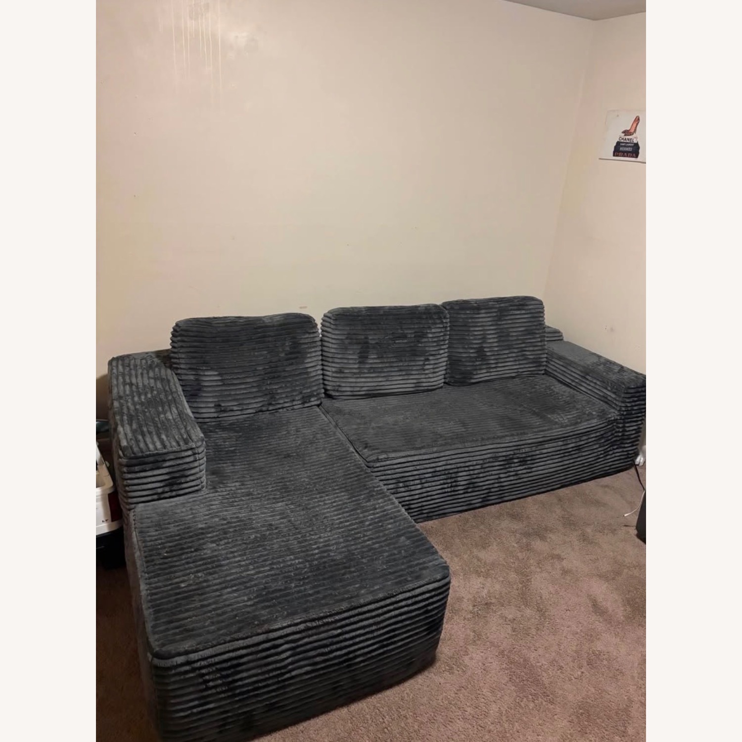 Wayfair Corduroy Gray Sectional - image-3