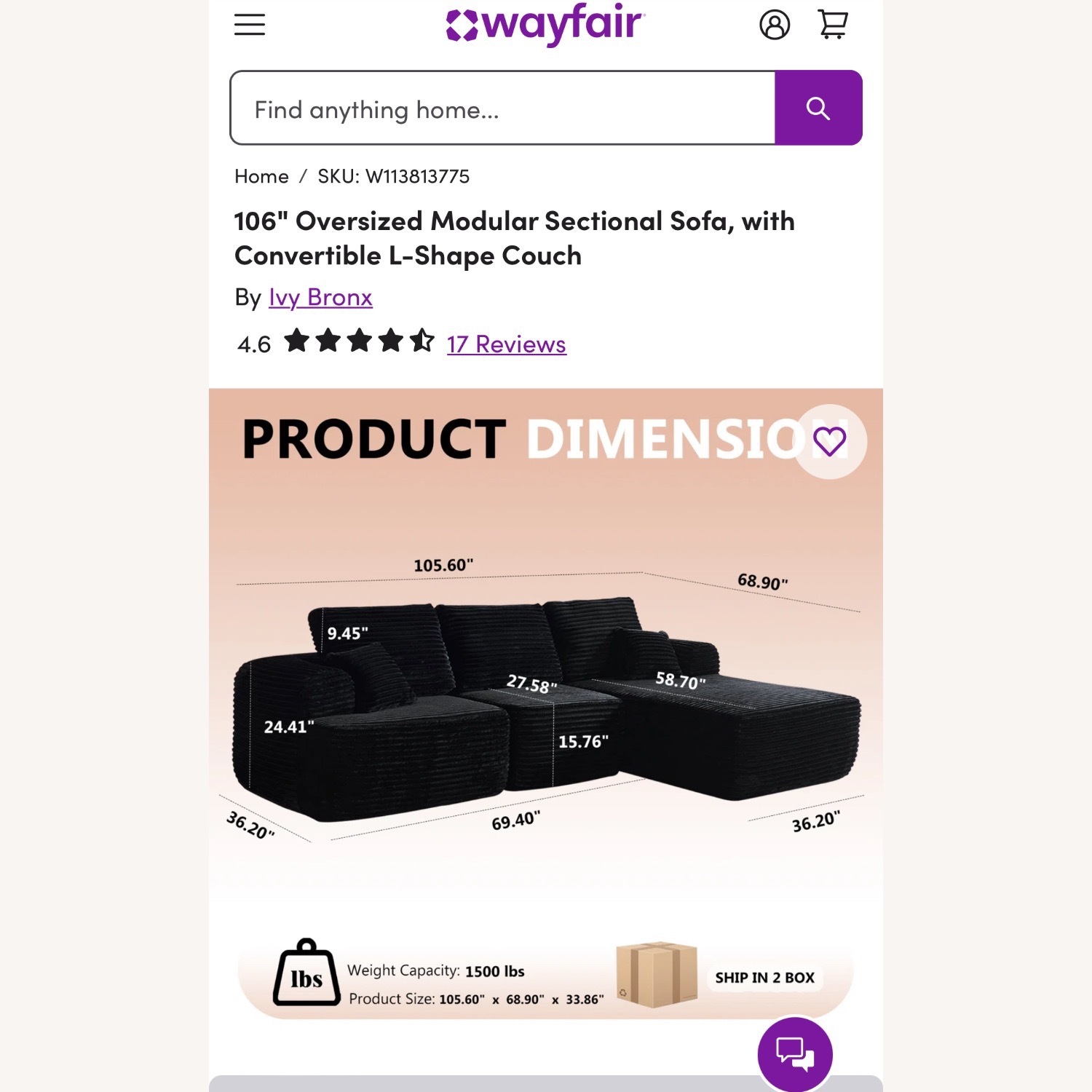 Wayfair Corduroy Gray Sectional - image-4