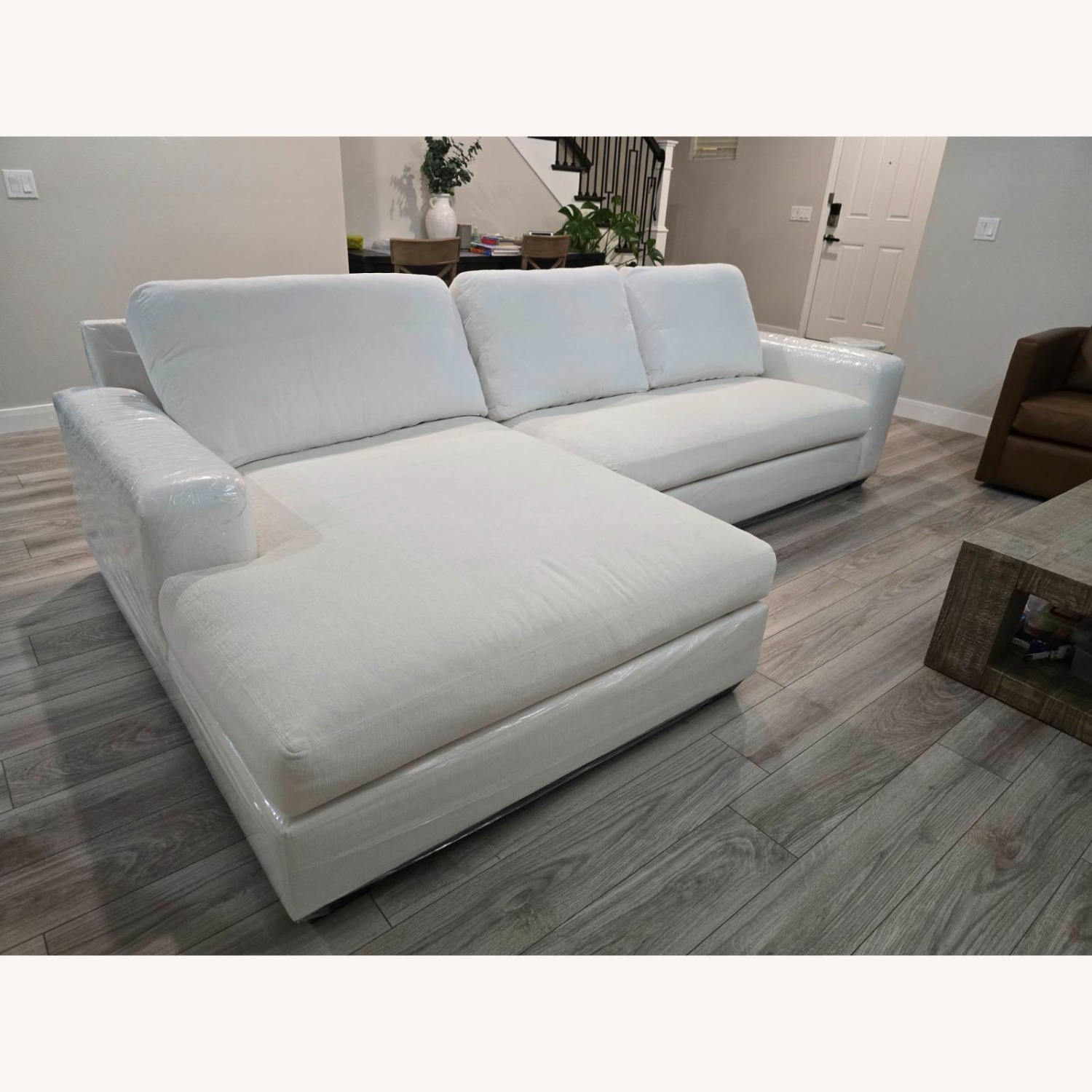 Pottery Barn Big Sur White Fabric 2 Piece Sectional - image-4