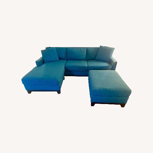 Used Blue Fabric 2 Piece Sectional for sale on AptDeco