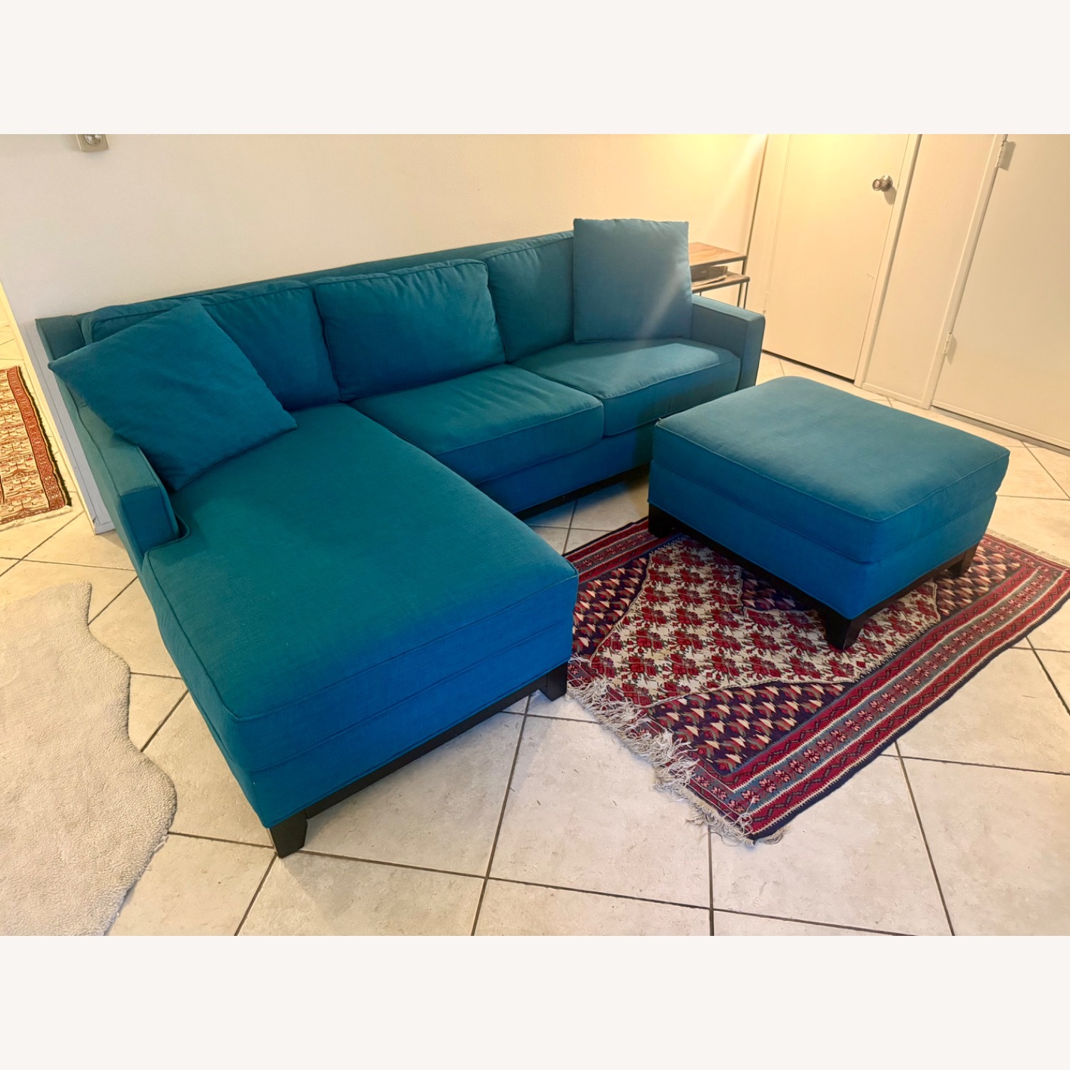 Blue Fabric 2 Piece Sectional - image-1