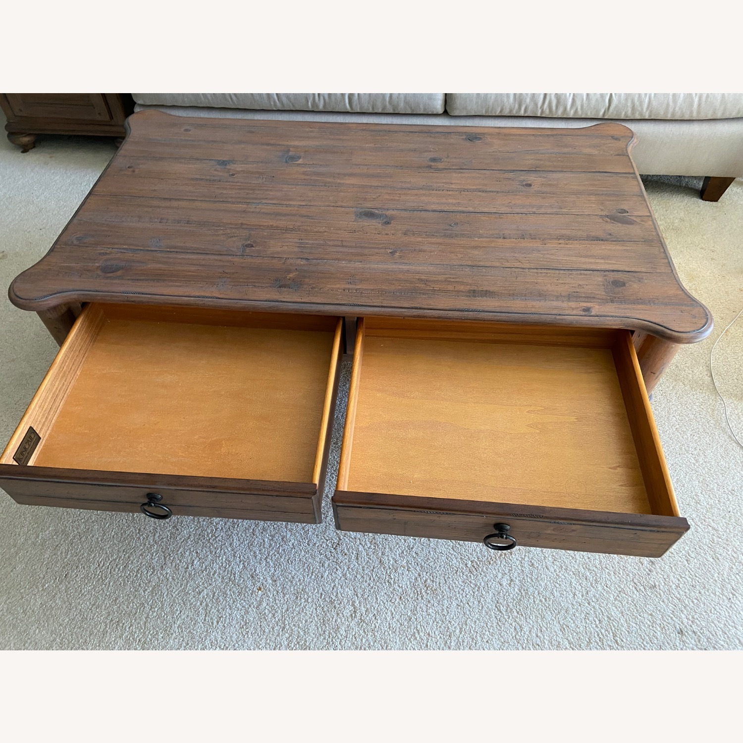 Solid Dark Brown Wood Coffee Table - image-2