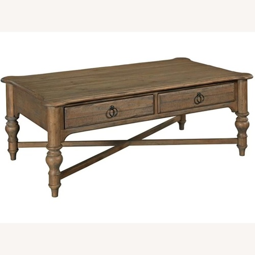 Used Solid Dark Brown Wood Coffee Table for sale on AptDeco