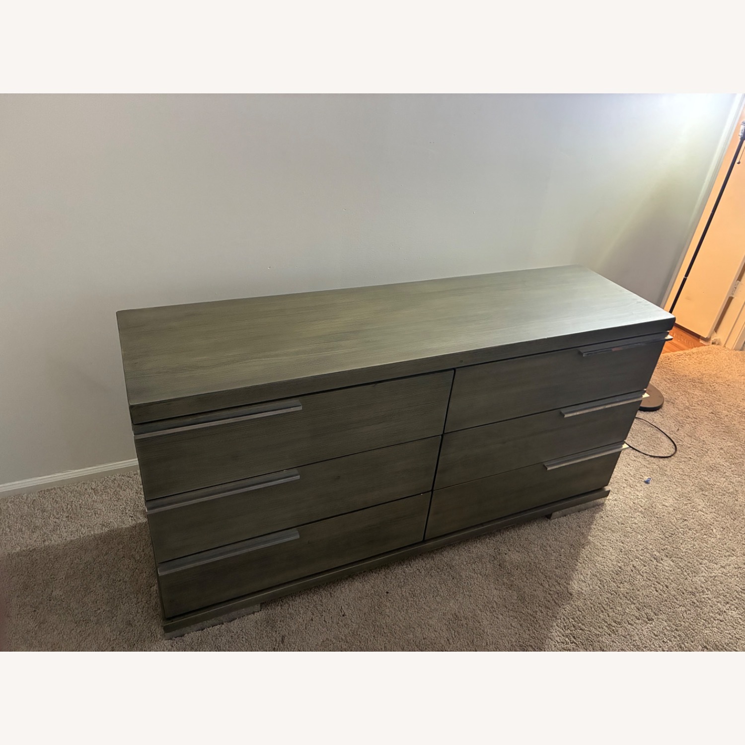 Light Gray Wood Dresser - image-5
