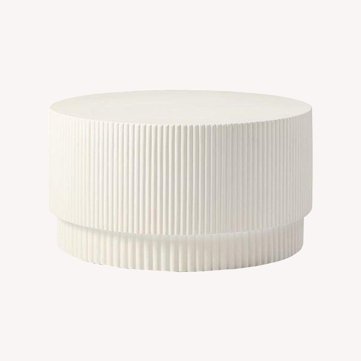 Fluted White 32 Inch Round Coffee Table - image-0