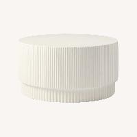  Fluted White 32 Inch Round Coffee Table