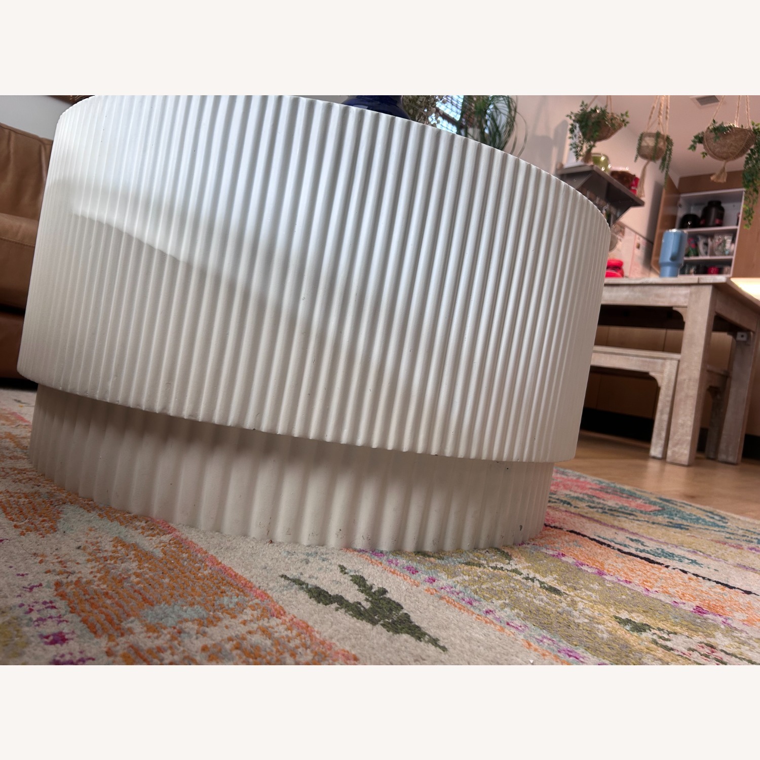  Fluted White 32 Inch Round Coffee Table - image-5