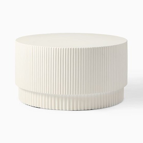 Used Fluted White 32 Inch Round Coffee Table for sale on AptDeco