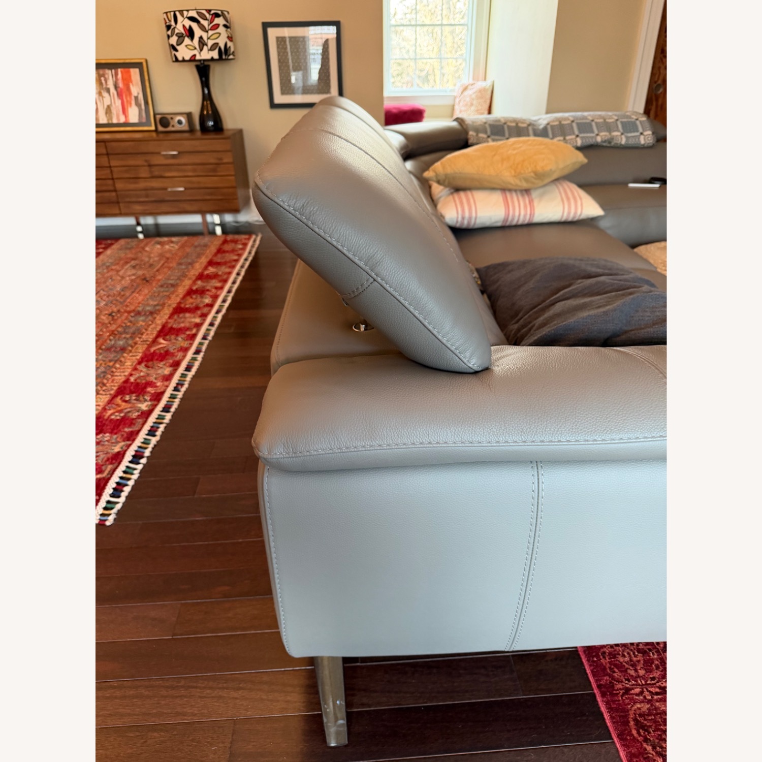 Nicoletti Italian Leather Gray Sectional - image-8