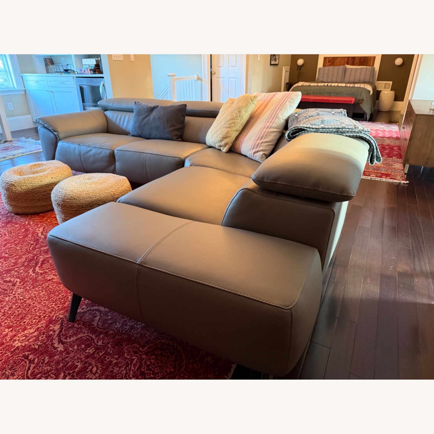 Nicoletti Italian Leather Gray Sectional - image-3