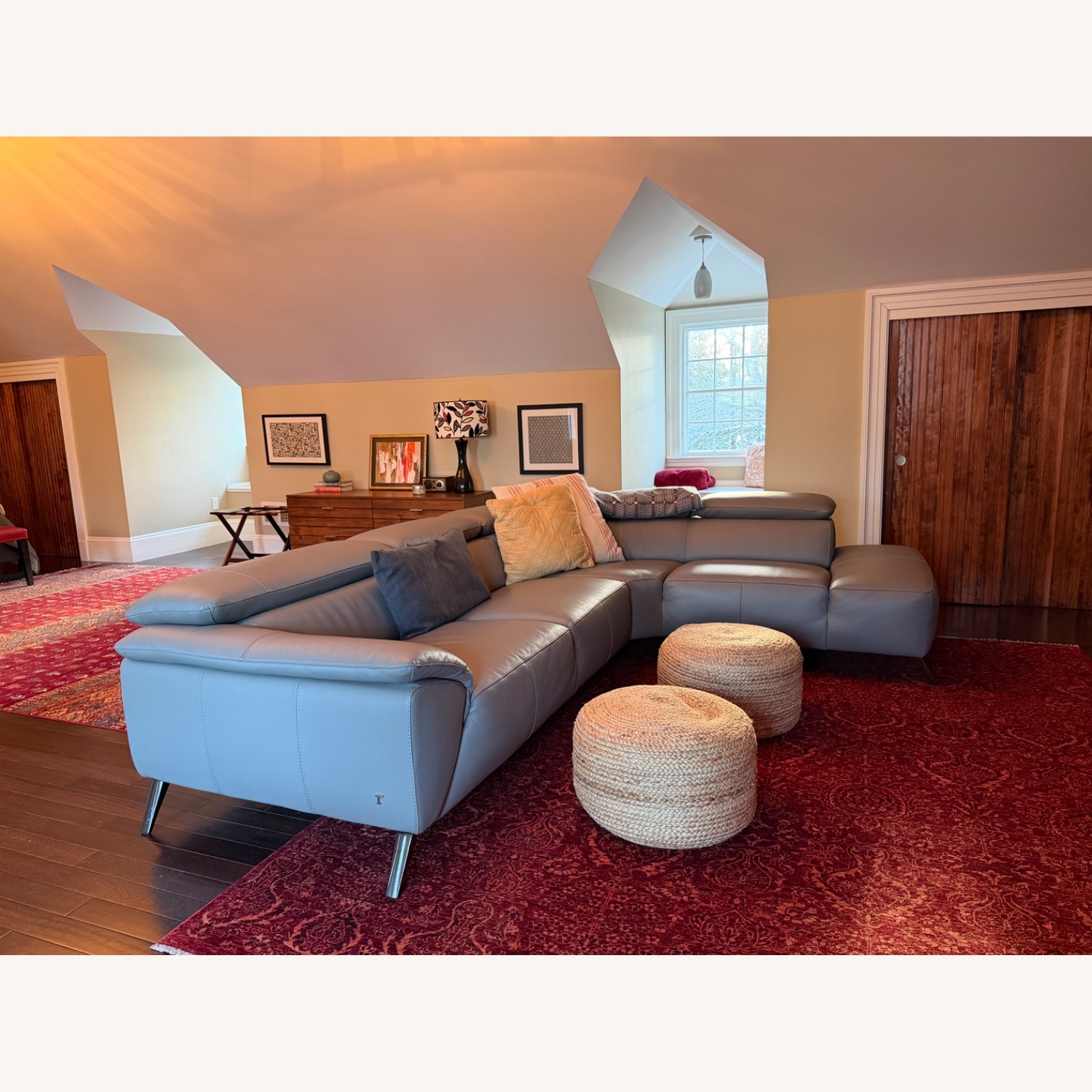 Nicoletti Italian Leather Gray Sectional - image-4