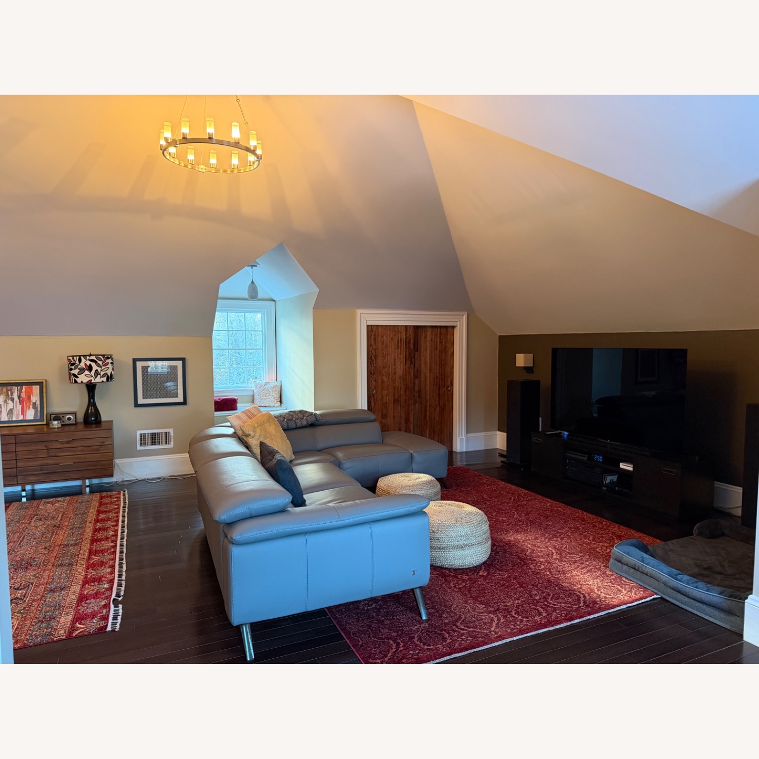 Nicoletti Italian Leather Gray Sectional - image-7