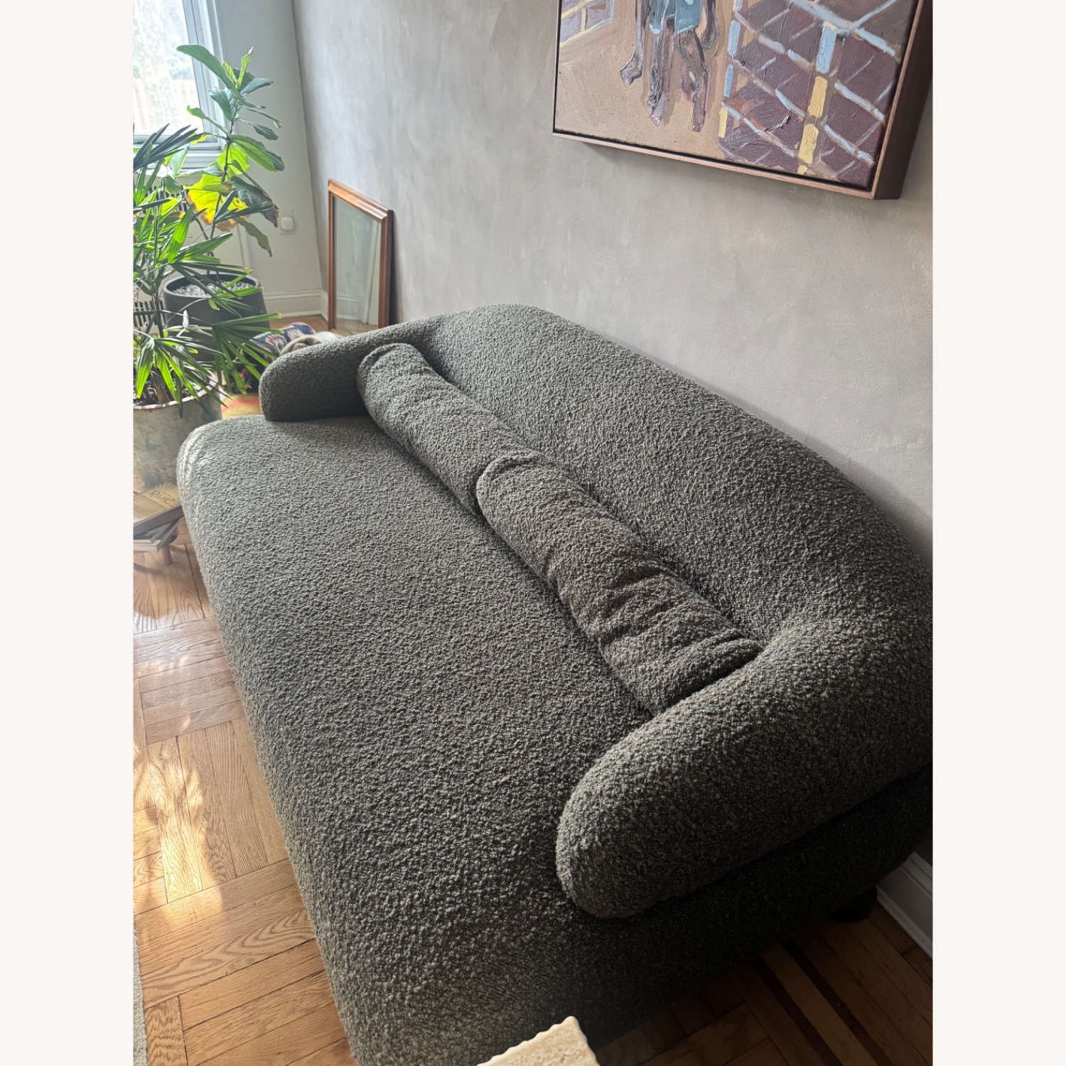  Green Boucle 2 Seater Sofa - image-2