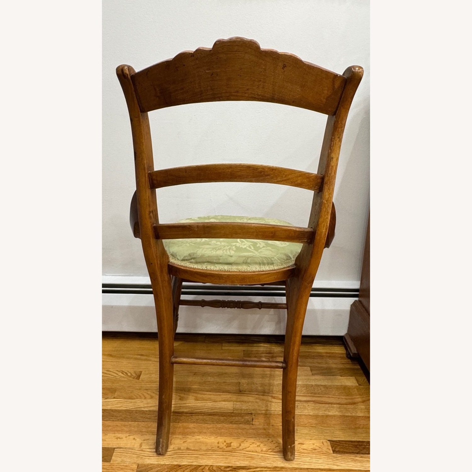 Antique Vintage Ladder-Back Chair W Rose Detail - image-2