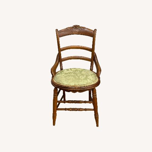 Used Antique Vintage Ladder-Back Chair W Rose Detail for sale on AptDeco