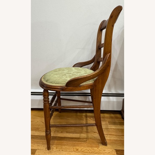 Used Antique Vintage Ladder-Back Chair W Rose Detail for sale on AptDeco