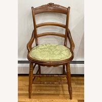 Antique Vintage Ladder-Back Chair W Rose Detail