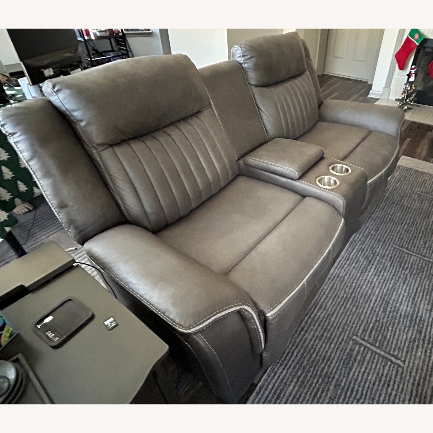 Sabrenna Dark Gray Microsuede 2 Seater Sofa - image-3