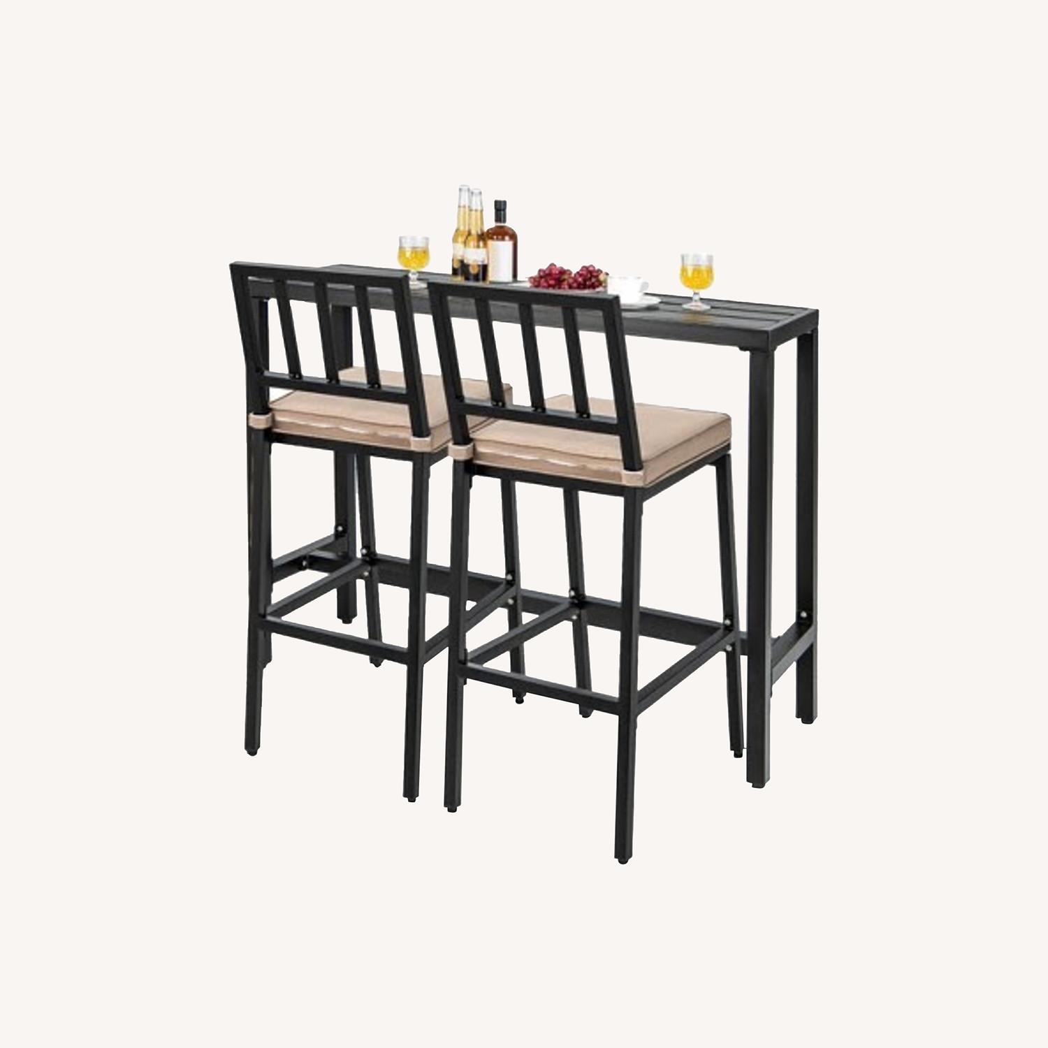 3PCS Outdoor Metal Bar Table & Chairs Set - image-0