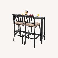 3PCS Outdoor Metal Bar Table & Chairs Set