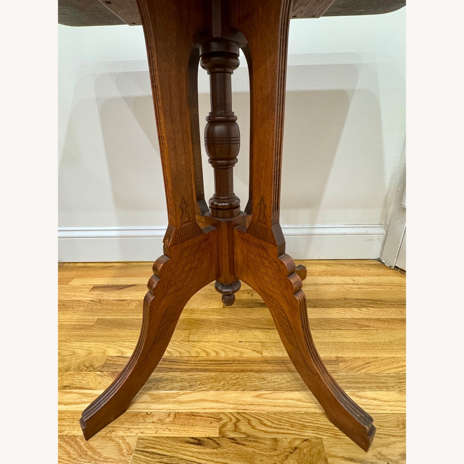 Vintage Antique Dark Brown Wood Pedestal Table - image-2