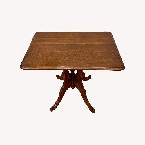 Used Vintage Antique Dark Brown Wood Pedestal Table for sale on AptDeco