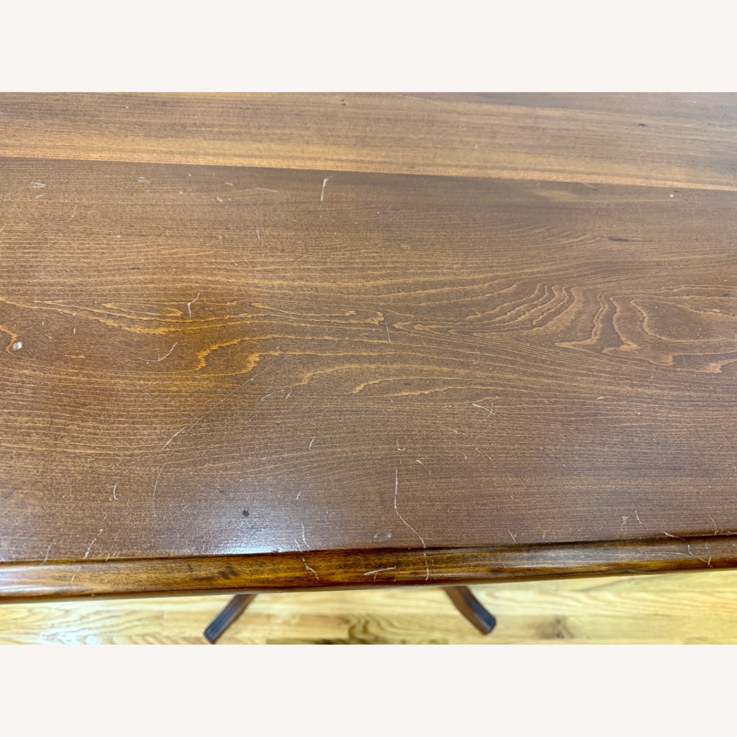 Vintage Antique Dark Brown Wood Pedestal Table - image-6