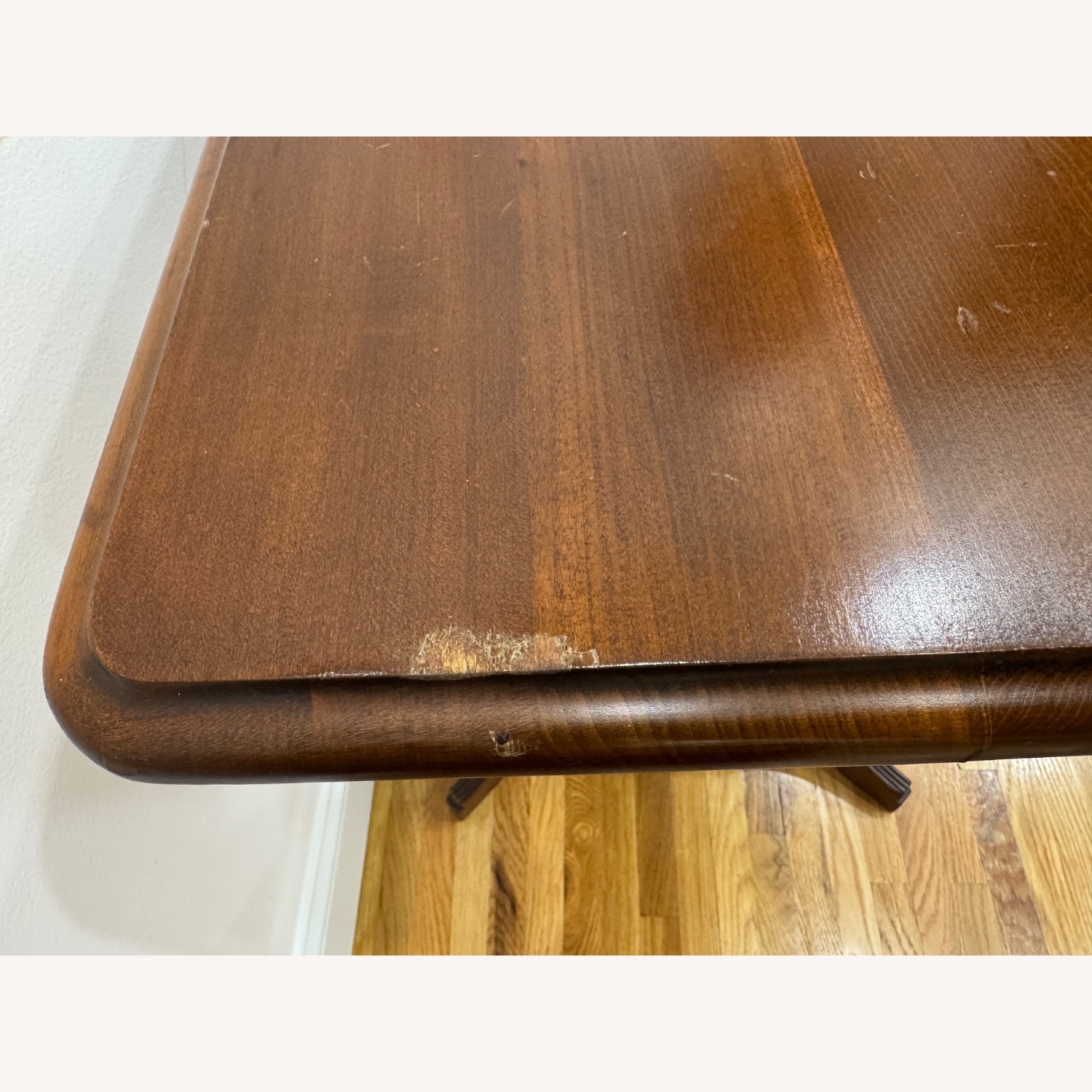 Vintage Antique Dark Brown Wood Pedestal Table - image-3