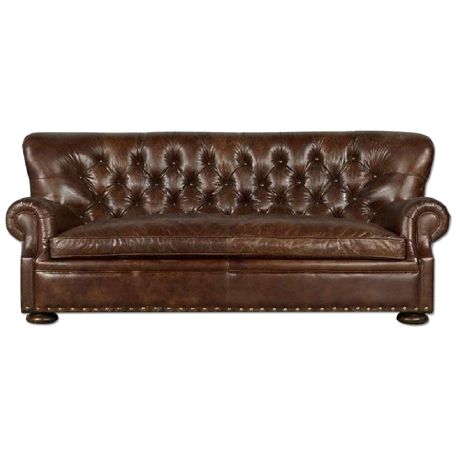 Restoration Hardware Dark Brown Chesterfield Wing Back Sofa - image-0