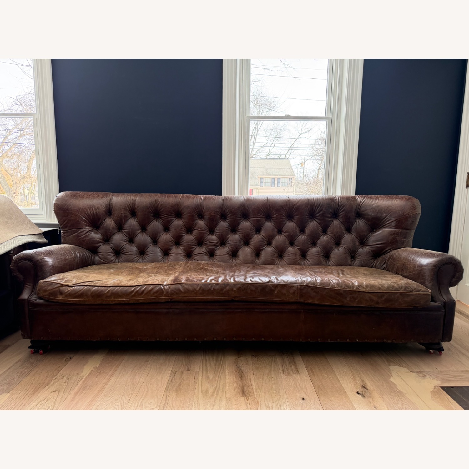 Restoration Hardware Dark Brown Chesterfield Wing Back Sofa - image-1