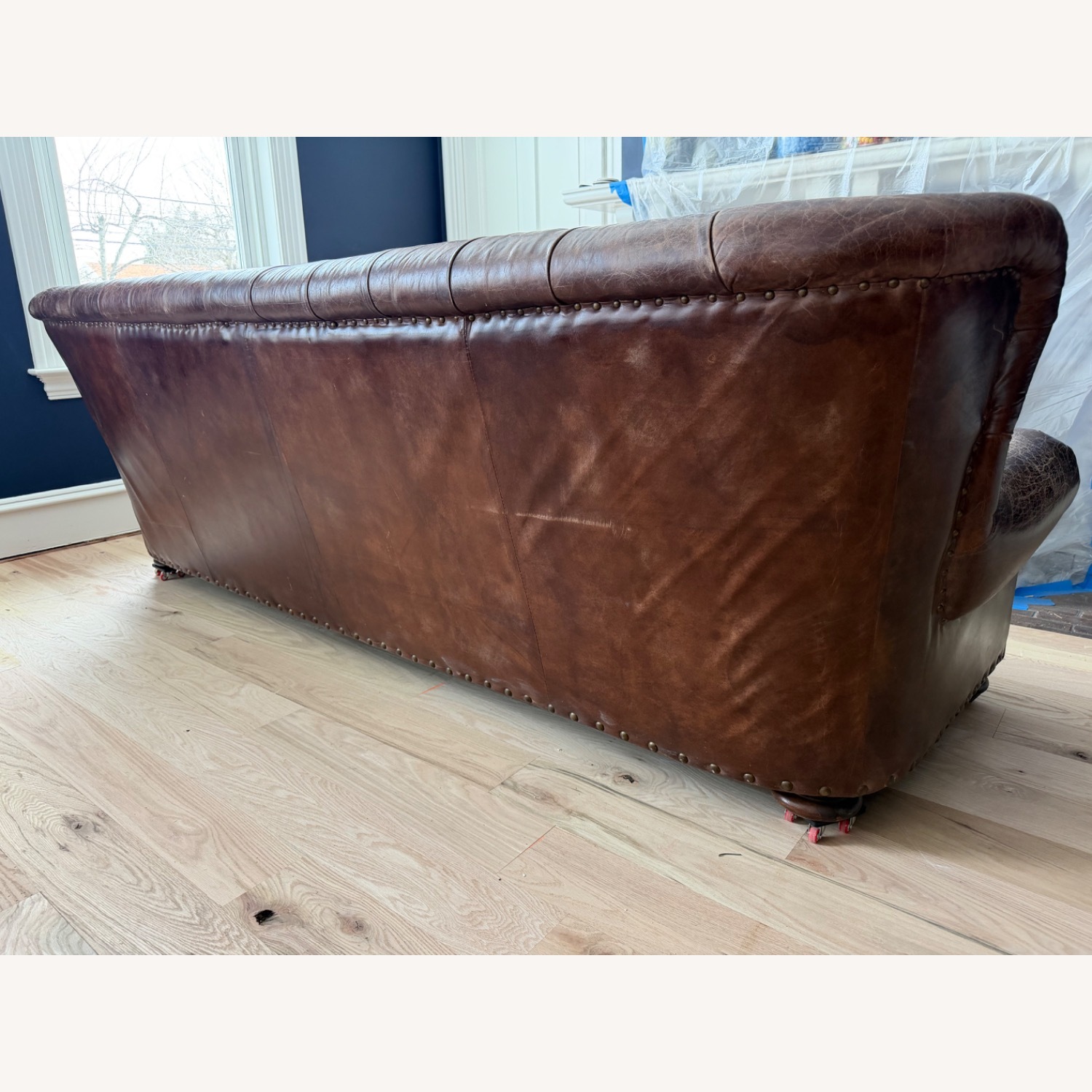 Restoration Hardware Dark Brown Chesterfield Wing Back Sofa - image-4