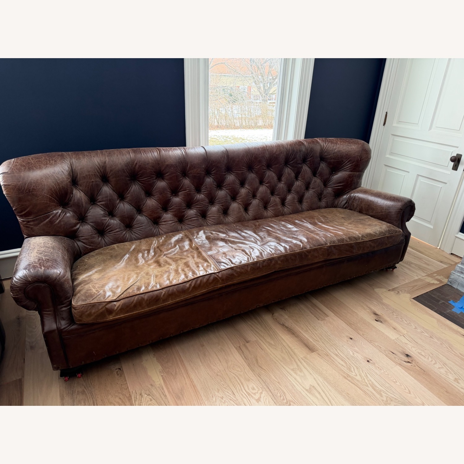 Restoration Hardware Dark Brown Chesterfield Wing Back Sofa - image-3