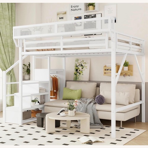 Used White Metal Loft Bed for sale on AptDeco