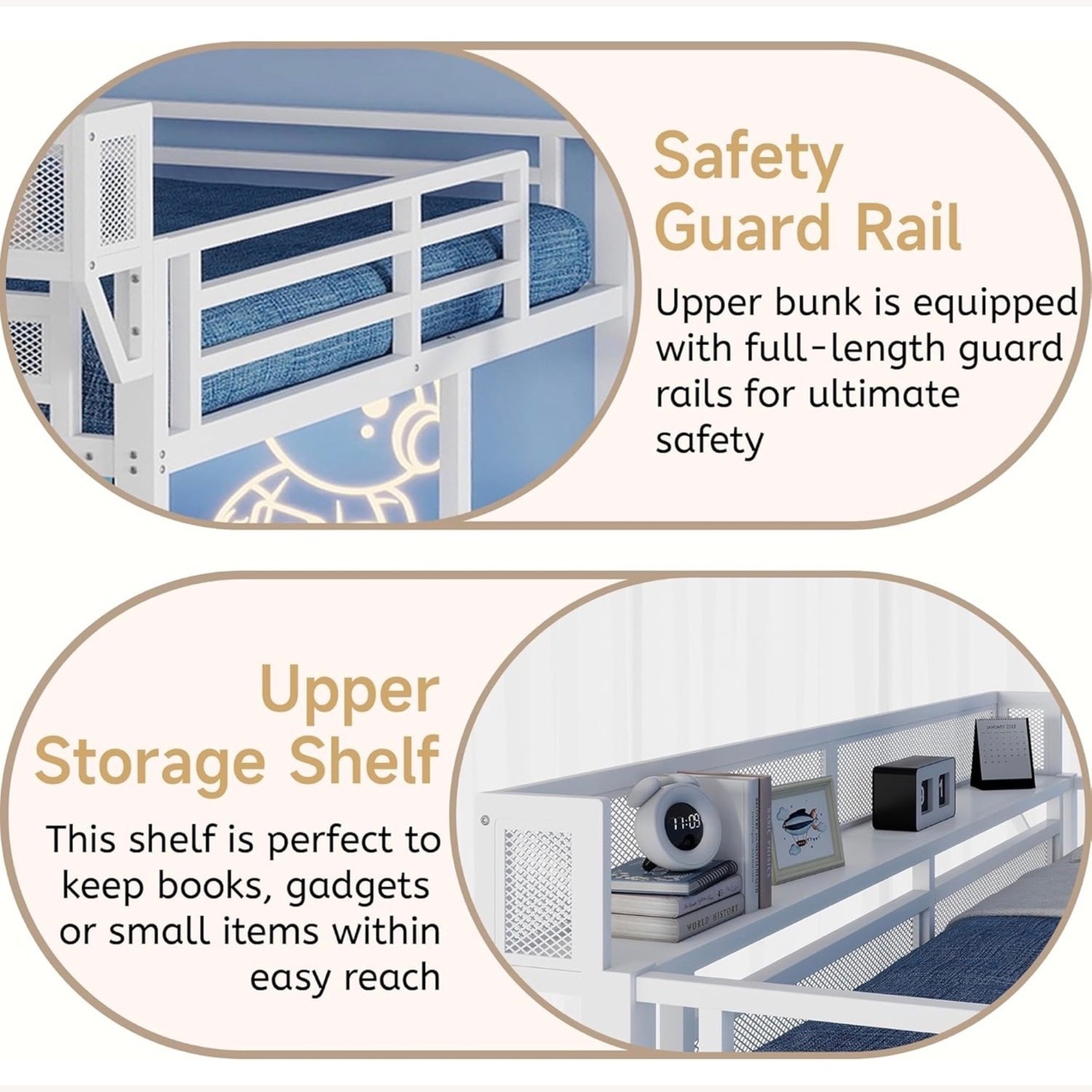 White Metal Loft Bed - image-5