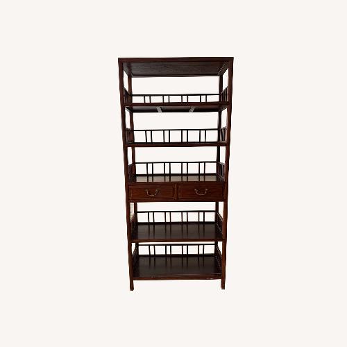 Used Vintage/Antique Dark Brown Hardwood Bookcase for sale on AptDeco