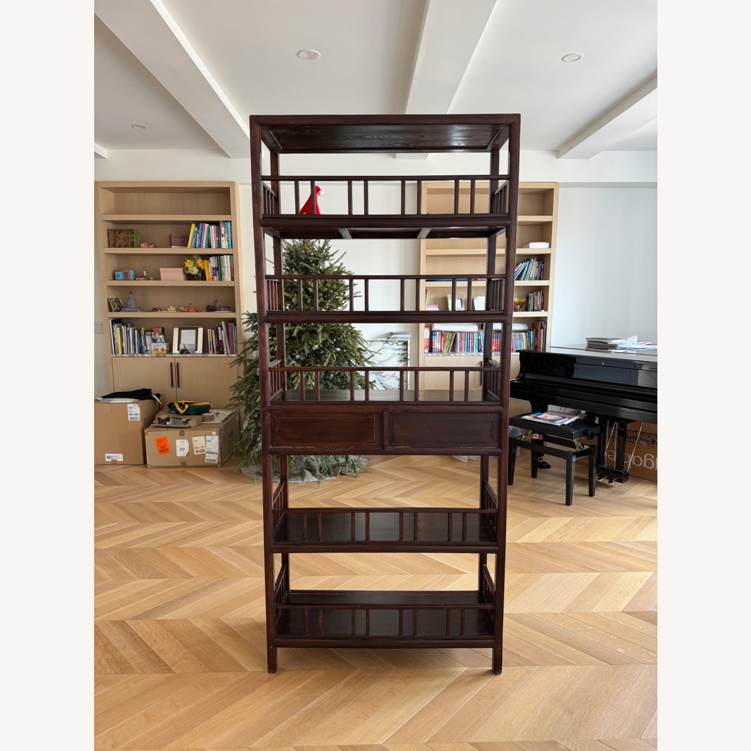 Vintage/Antique Dark Brown Hardwood Bookcase - image-5