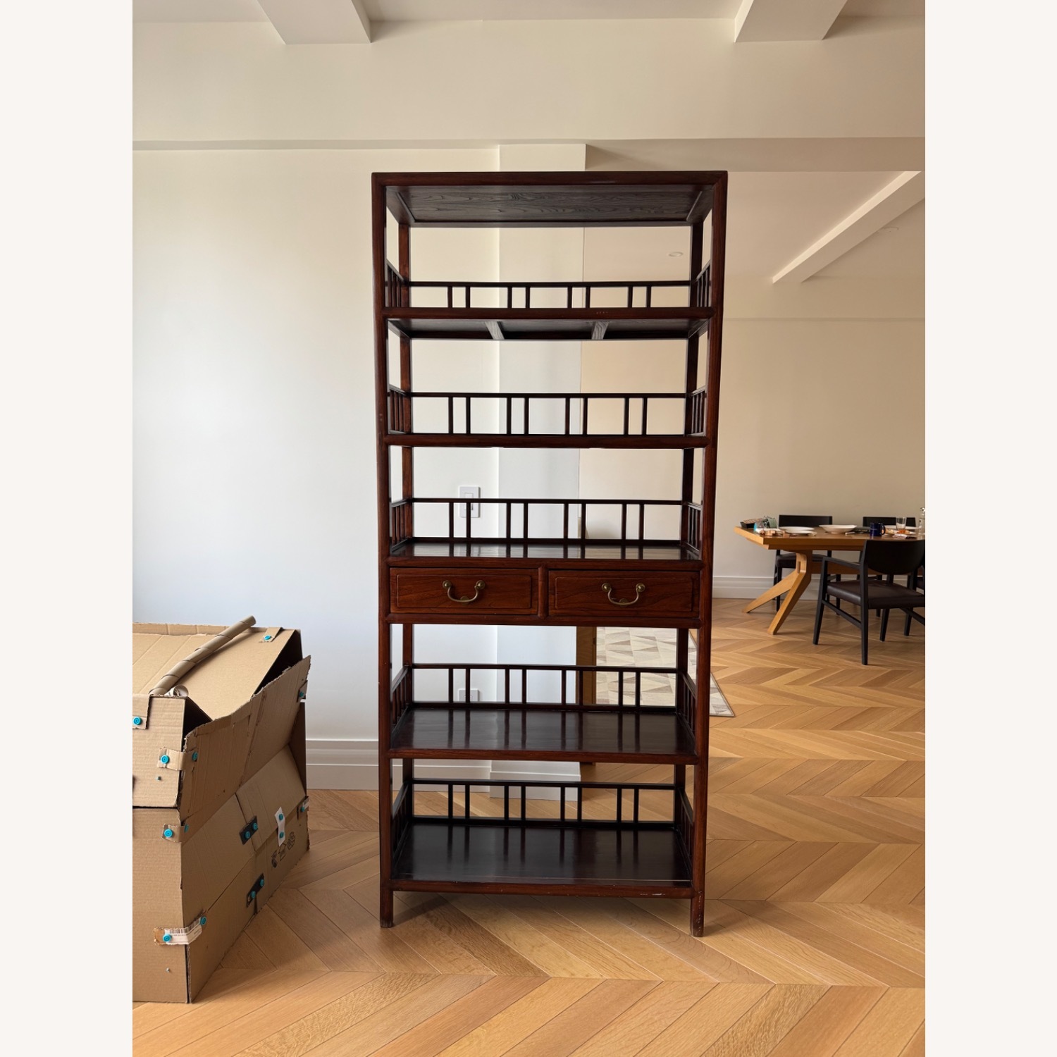 Vintage/Antique Dark Brown Hardwood Bookcase - image-2