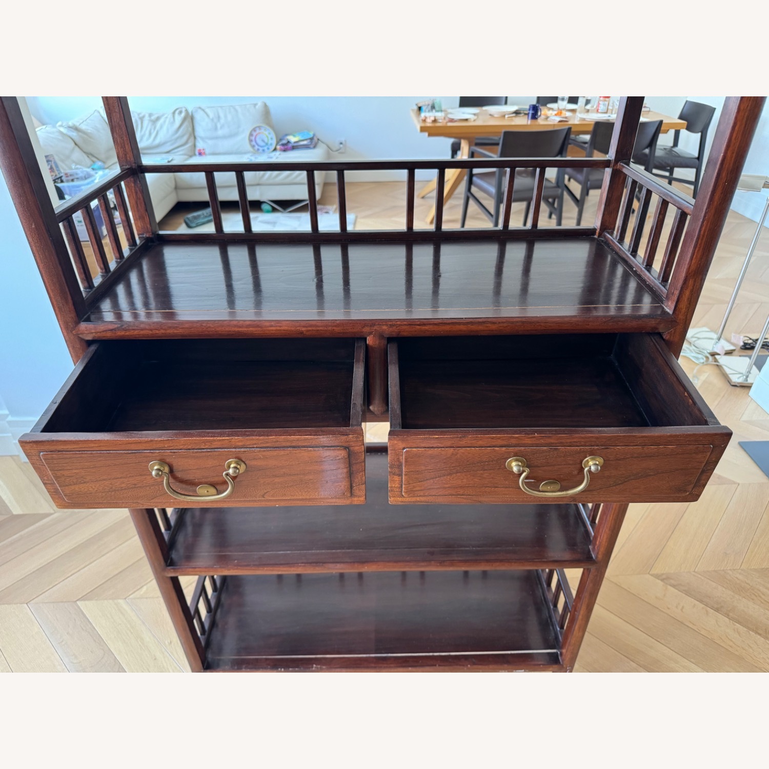 Vintage/Antique Dark Brown Hardwood Bookcase - image-7