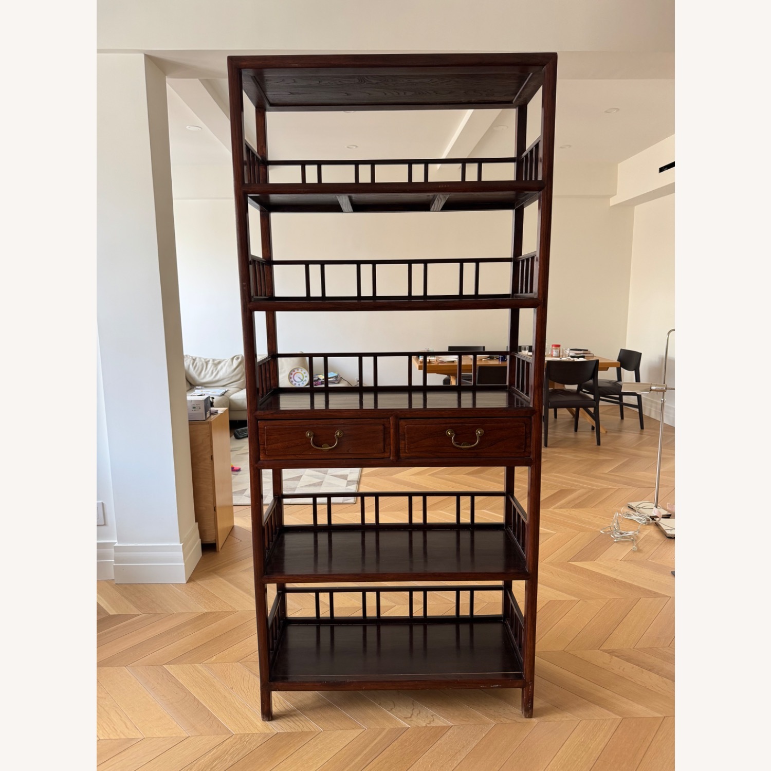 Vintage/Antique Dark Brown Hardwood Bookcase - image-1