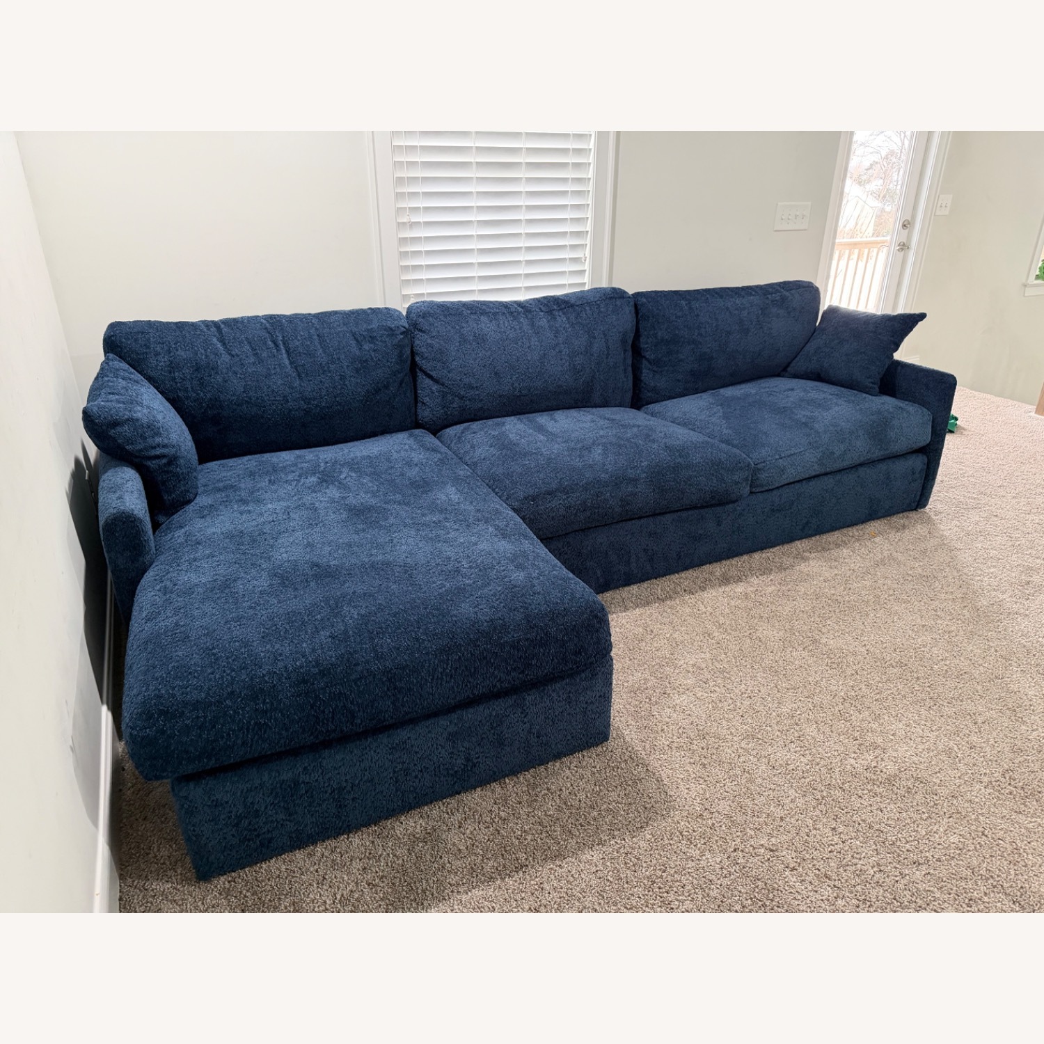 Blue Fabric 2 Piece Sectional - image-0