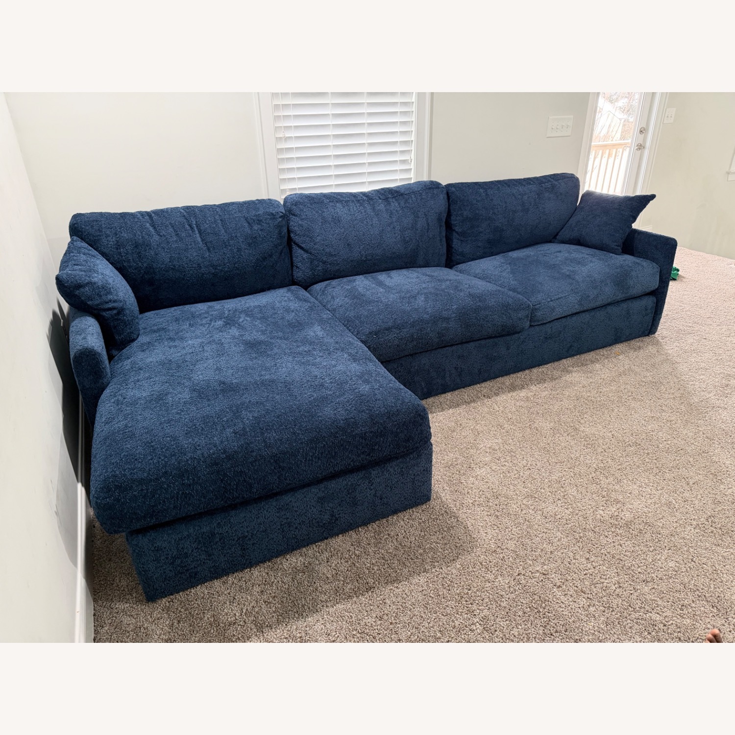 Blue Fabric 2 Piece Sectional - image-1