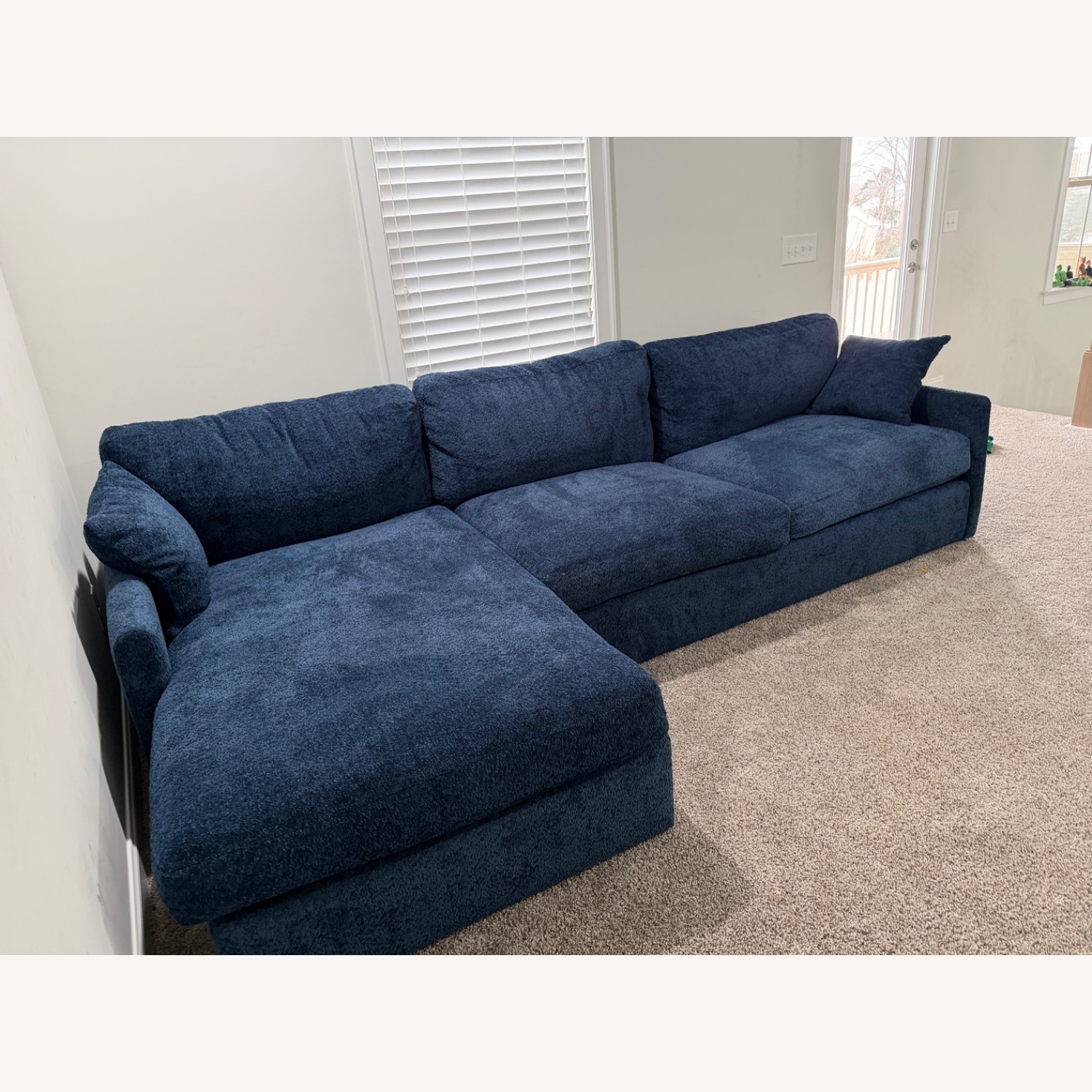 Blue Fabric 2 Piece Sectional - image-2