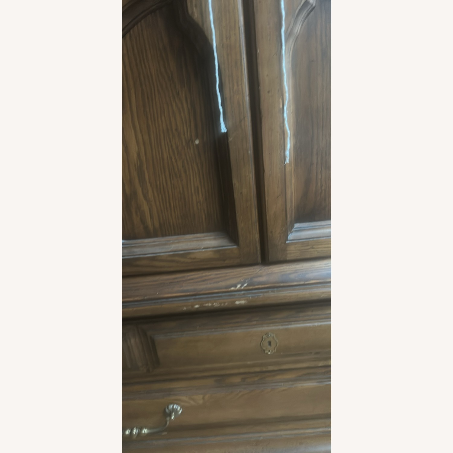 Vintage/Antique Dark Brown Solid Wood Armoire - image-4