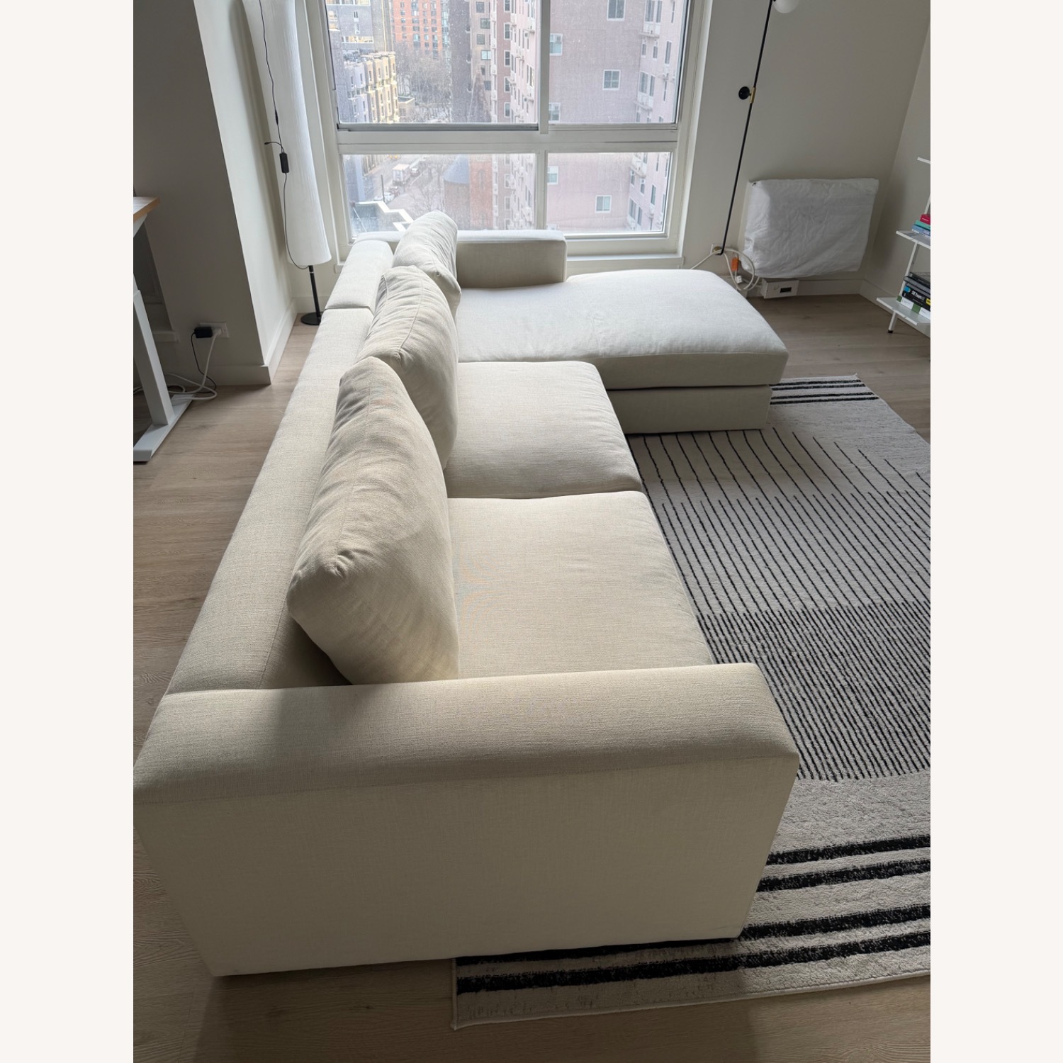 Crate & Barrel White Fabric 2 Piece Sectional - image-2