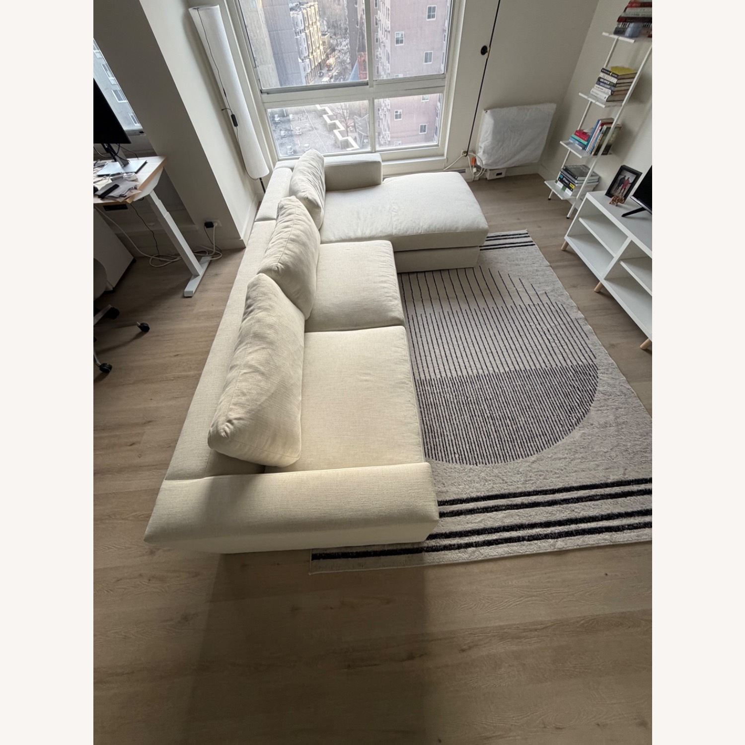 Crate & Barrel White Fabric 2 Piece Sectional - image-3