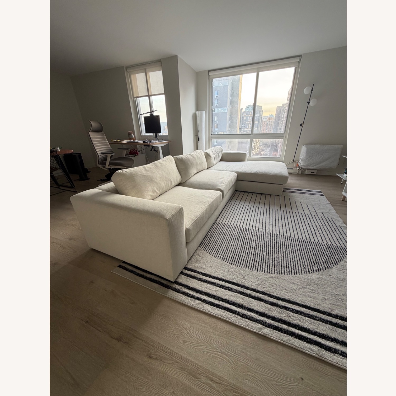 Crate & Barrel White Fabric 2 Piece Sectional - image-1