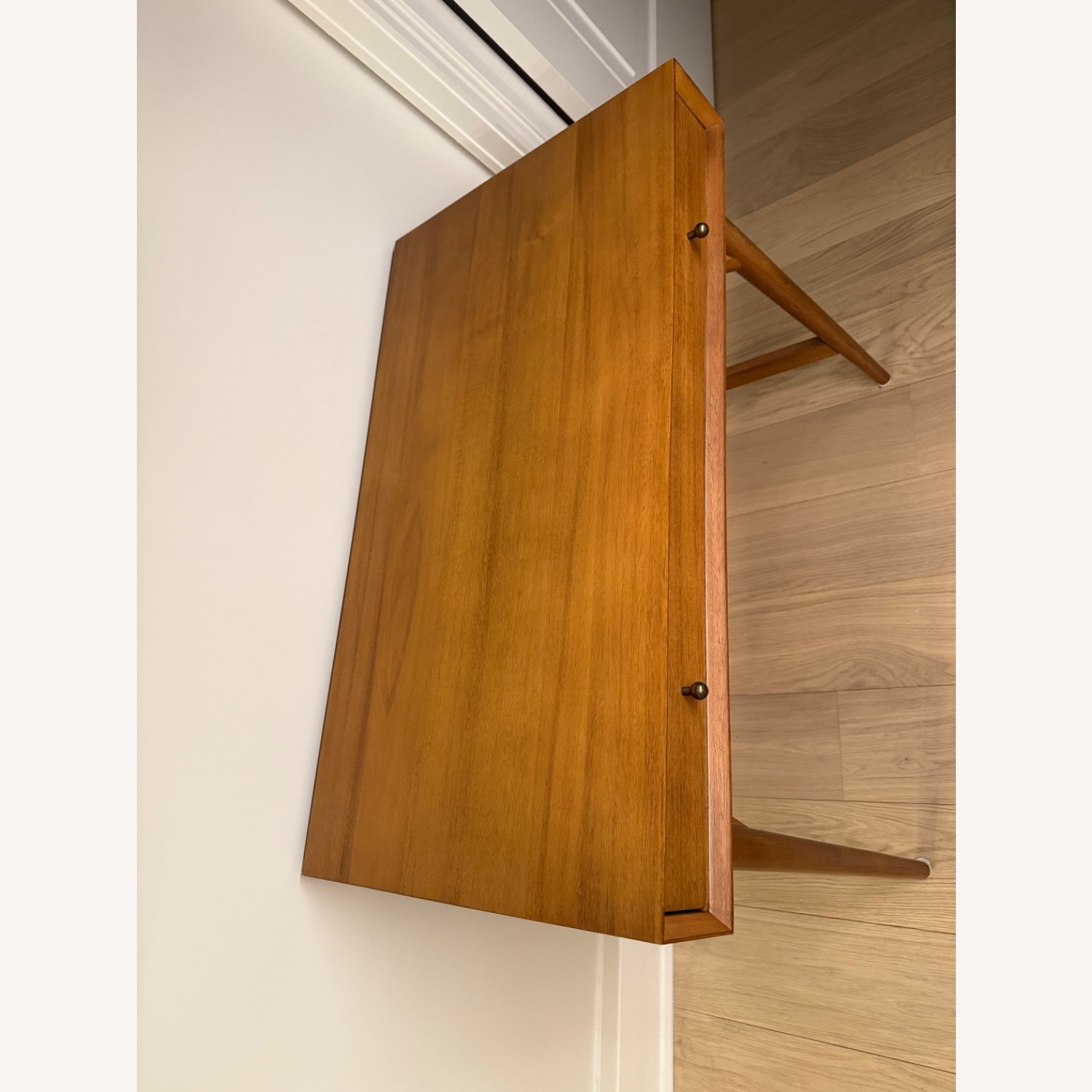 West Elm Mid Century Light Brown Wood Desk - image-4