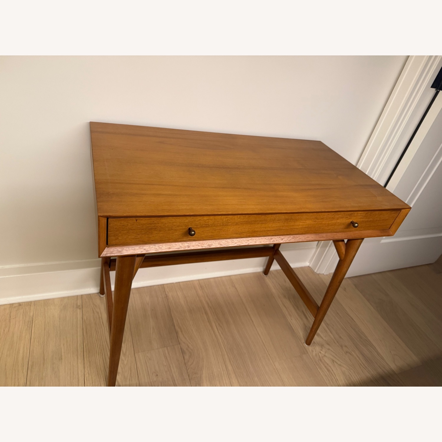 West Elm Mid Century Light Brown Wood Desk - image-3