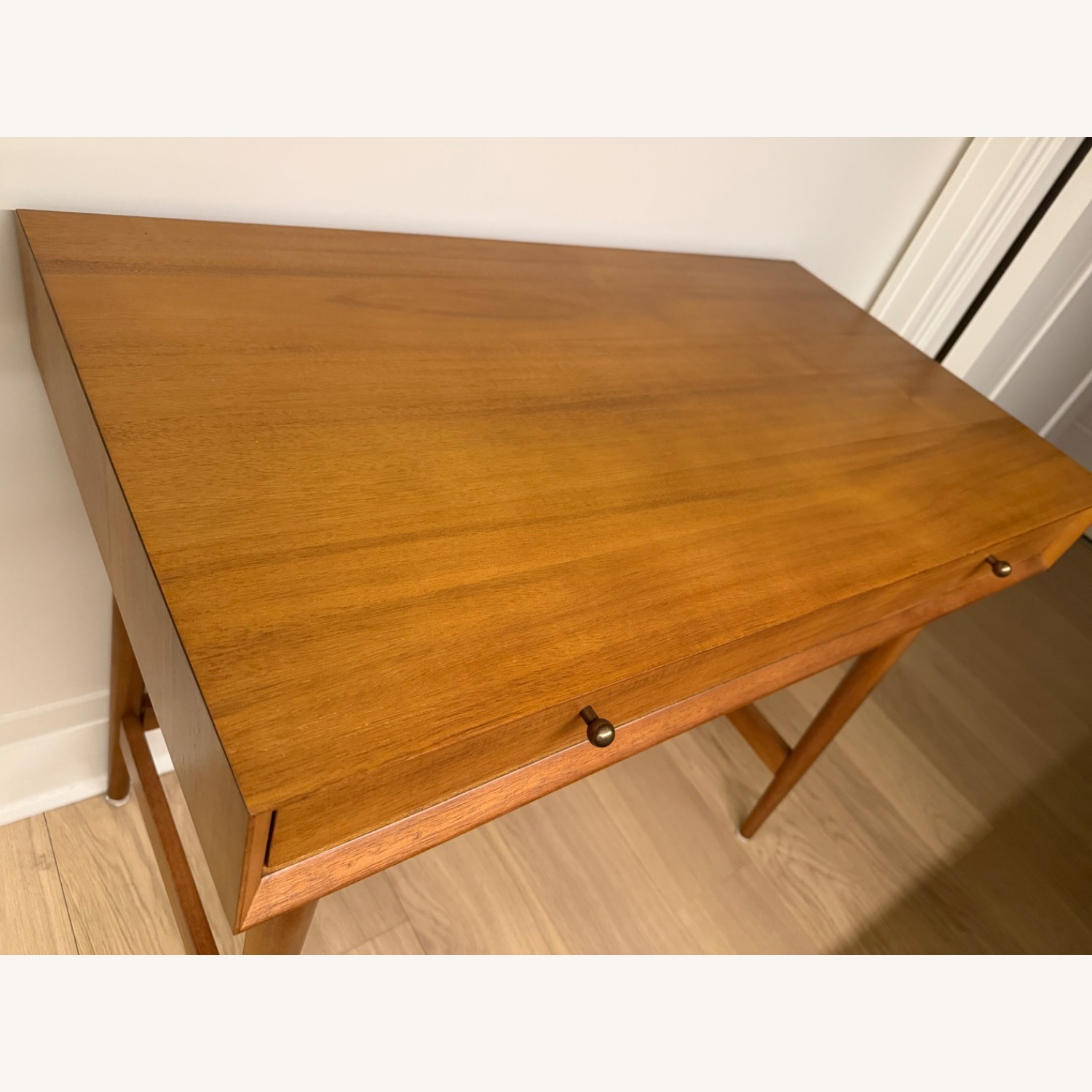 West Elm Mid Century Light Brown Wood Desk - image-1